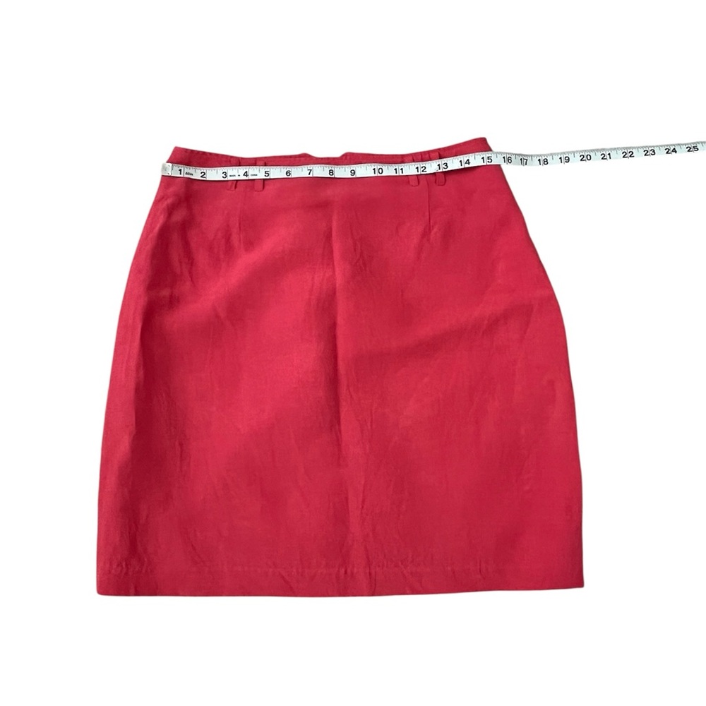 Paul Harris Design Silk & Linen Elegant Red Blazer Skirt Set Size: Small - Picture 6 of 8